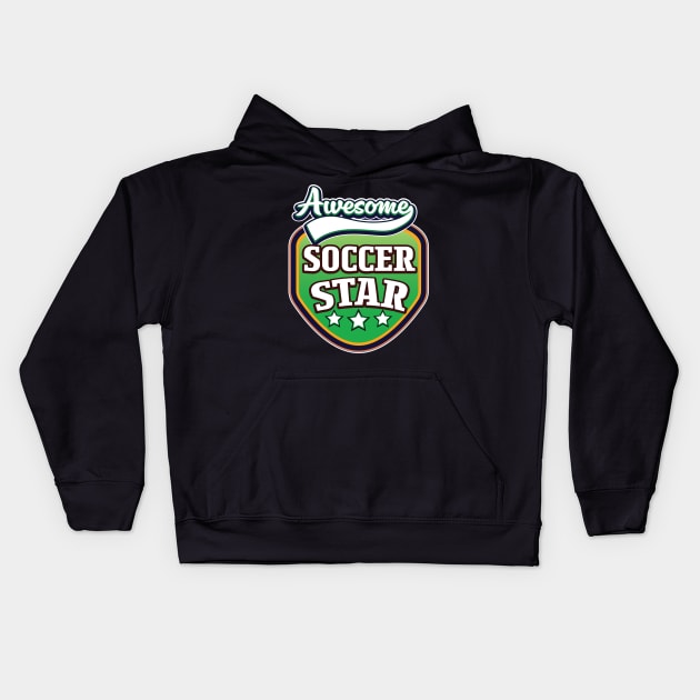 Awesome Soccer Star logo Kids Hoodie by nickemporium1